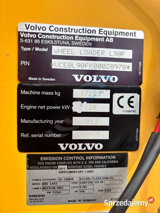 Ladowarka kolowa Volvo L90 F Warszawa