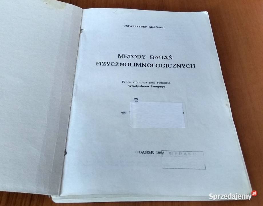 Metody badań fizycznolimnologicznych Lange Podręczniki pomorskie Gdańsk
