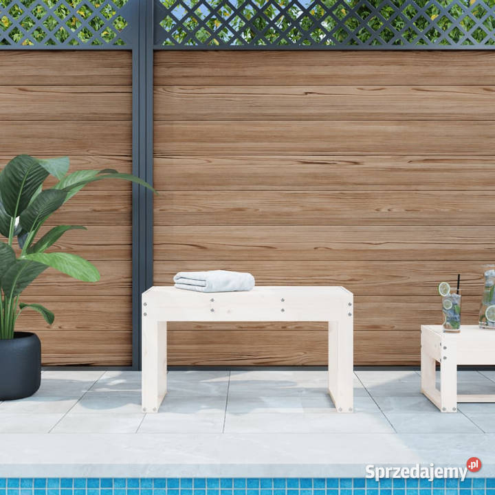 Ławka ogrodowa biała 80x38x45 lite drewno Warszawa sprzedam