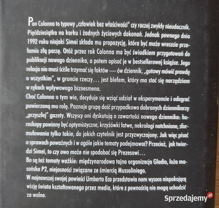 Intrygująca książka Umberto Eco Temat na Szczyrk sprzedam