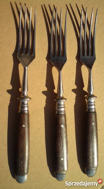 sztućce widelce przedwojenne bakelit alpacca 16 śląskie
