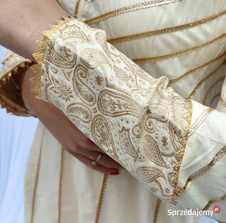 Indyjska suknia sukienka L 40 beżowa złota złoty brązowy/beżowy Szczecin