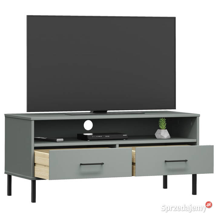 Szafka pod TV OSLO metalowe nóżki szara sosnowa RTV Warszawa sprzedam