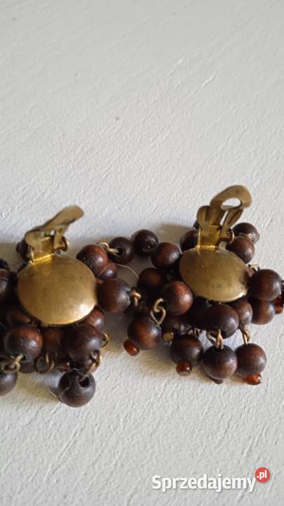 EFEKTOWNE KLIPSY Z KORALIKÓW DREWNIANYCH Kolczyki Piła