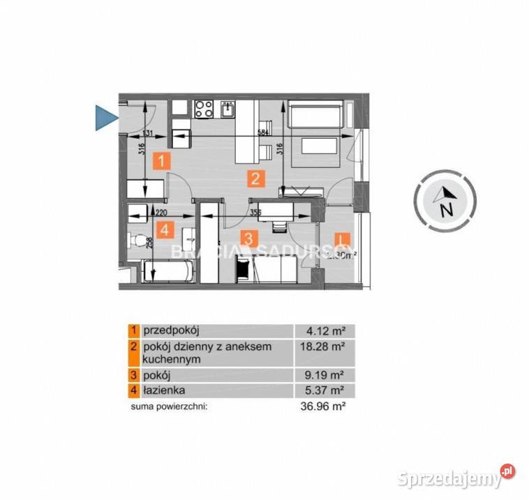 Sprzedaż mieszkania 3696m2 2 pokoje Kraków miejsce parkingowe