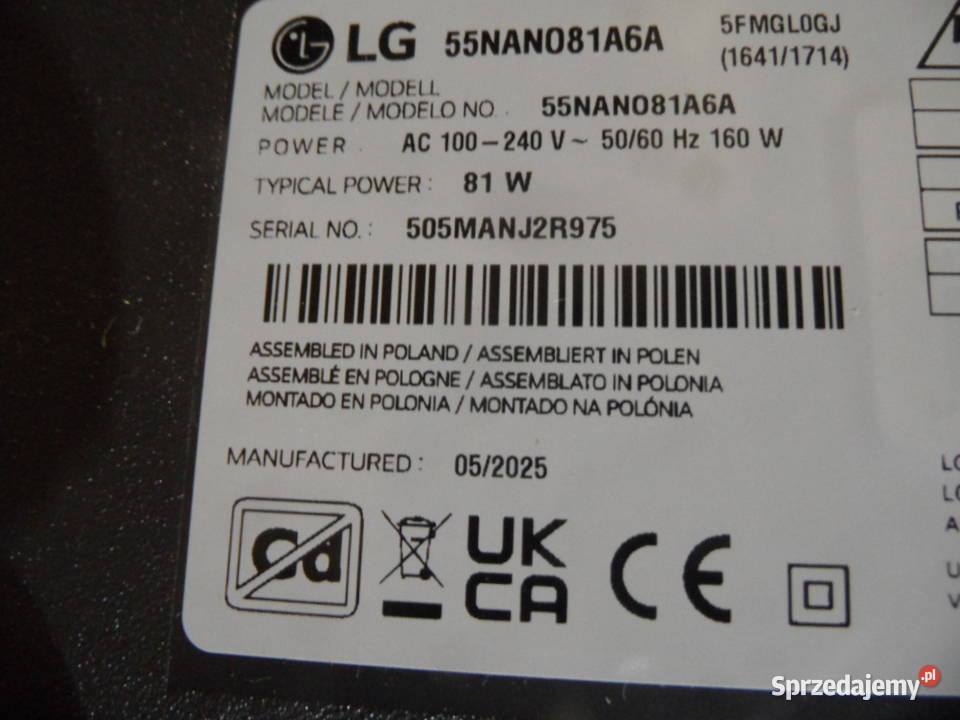 plyta glowna telewizora LG 55NANO81A6A