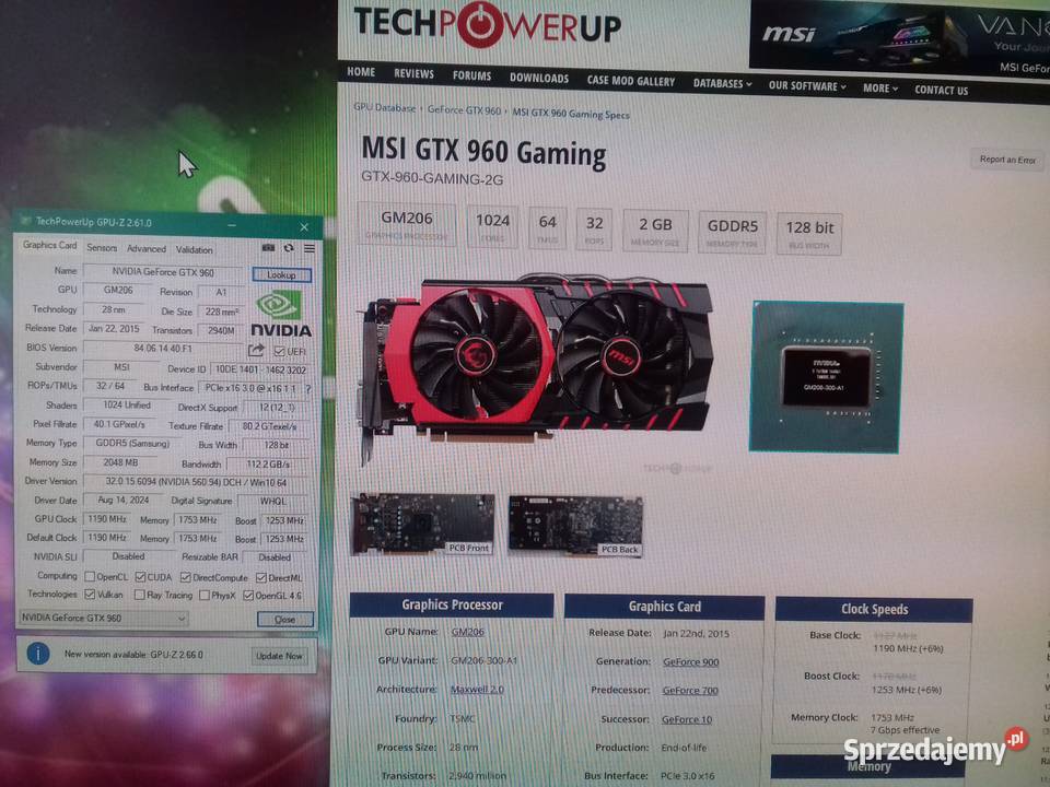 MSI GeForce GTX 960 Gaming 2GB GDDR5 DVI HDMI Dual-link DVI  Bydgoszcz