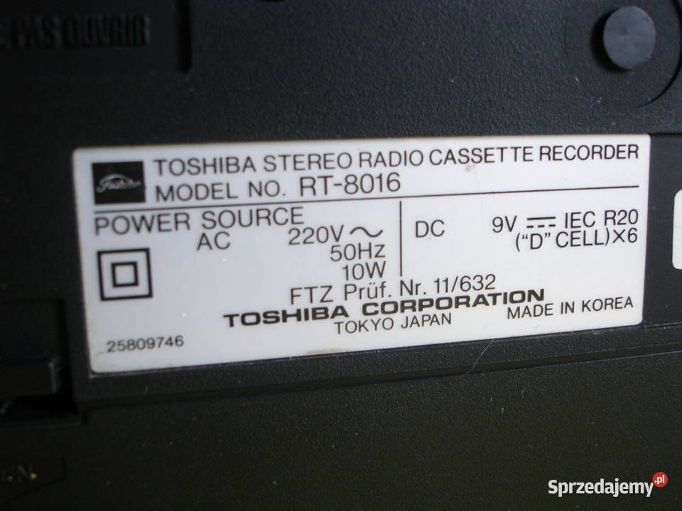 Radiomagnetofon TOSHIBA RT8016 Zielona Góra sprzedam