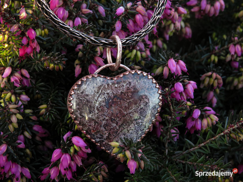Miedziany wisiorek z agatem indonezyjskim serce małopolskie Wieliczka