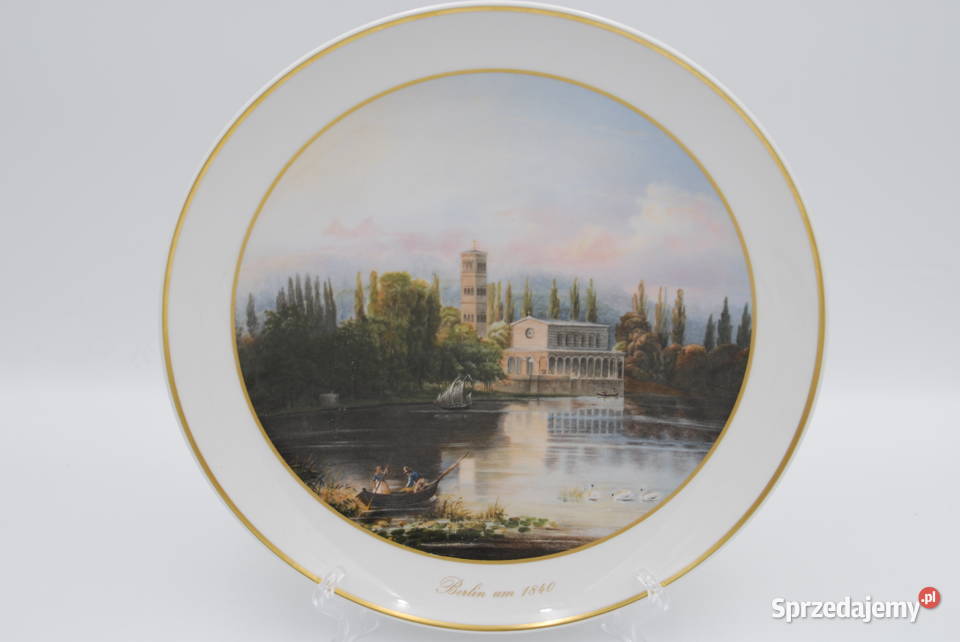 Trzy talerze dekoracyjne KPM Berlin porcelana wielkopolskie