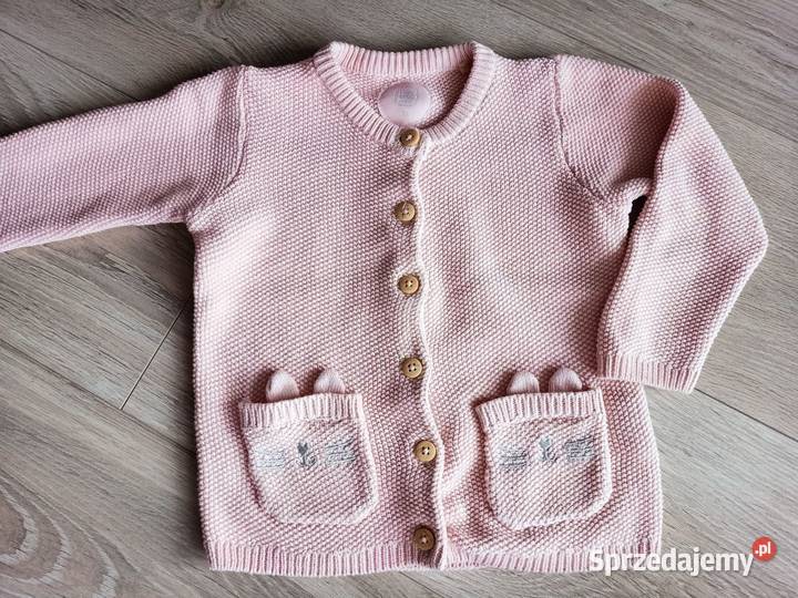 Sweter dziewczęcy różowy rozpinany z kieszeniami Płock