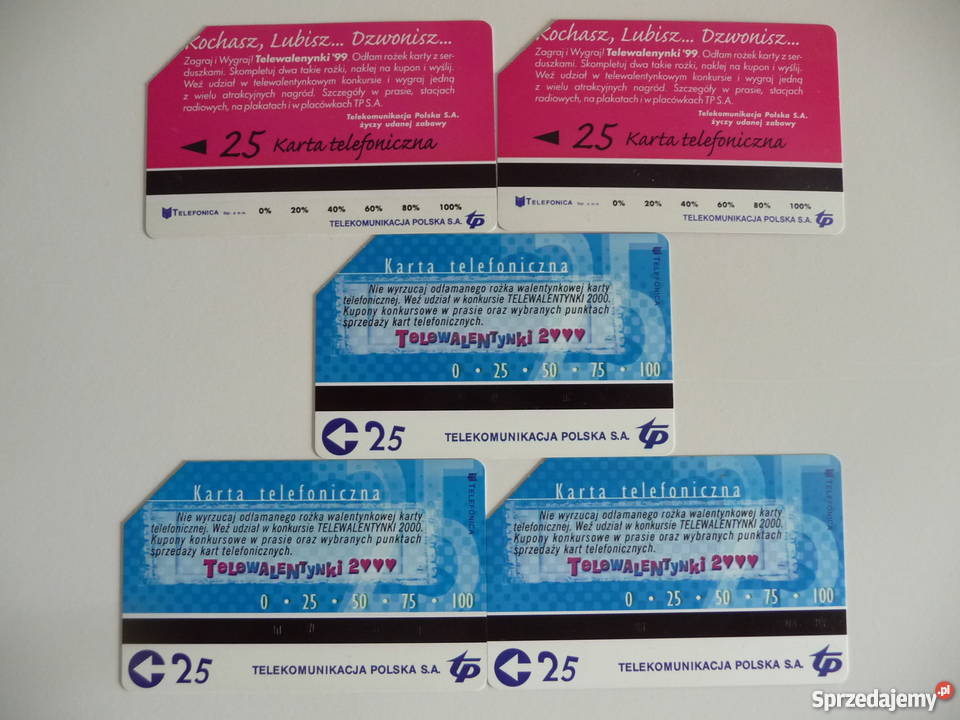 Karty telefoniczne Telewalentynki 1999 i 2000 Poznań