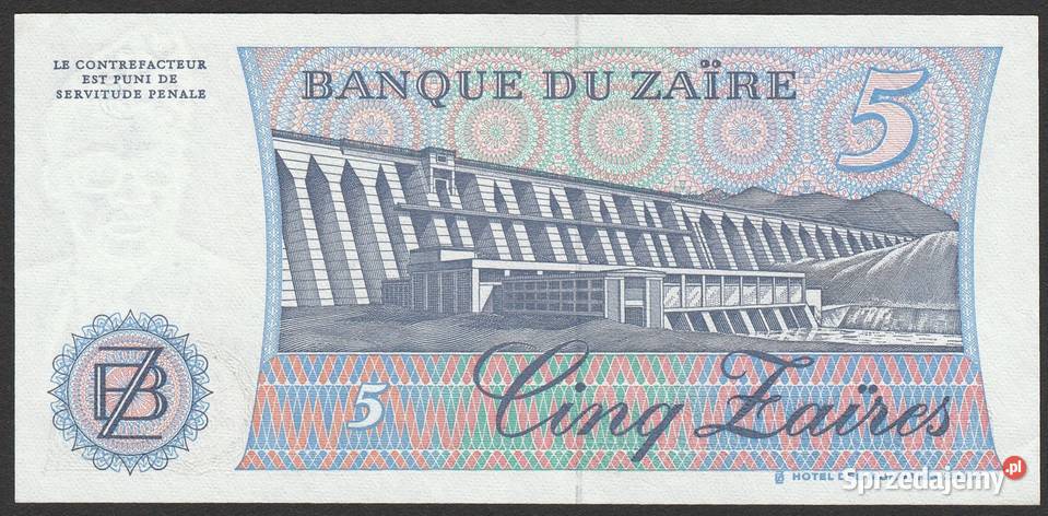 Zair 5 zair 1985 Mobutu Sese Seko stan bankowy Łódź