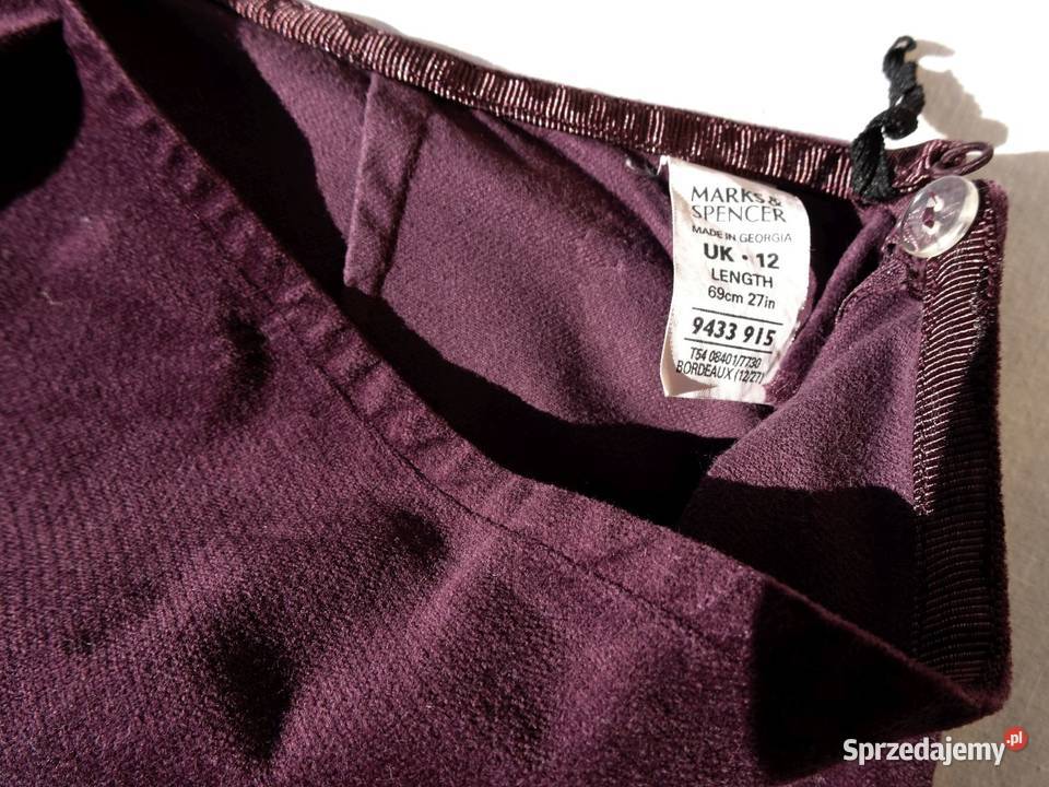 Marks Spencer spódnica midi aksamit 40 bordowa Nowy Sącz