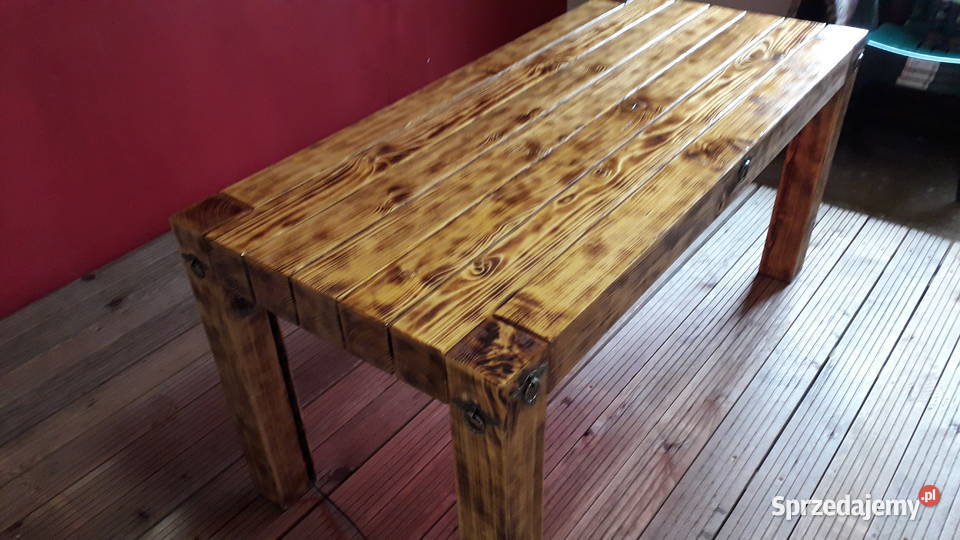 Stół drewniany, lite drewno, wmontowane podświetlenie led !