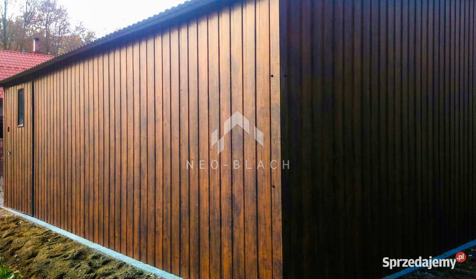 Garaż Blaszany 8x6m 2x Brama Uchylna Ciemny Legnica