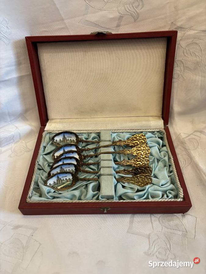 Łyżeczki złocone emaliowane Moskwa Kraków sprzedam