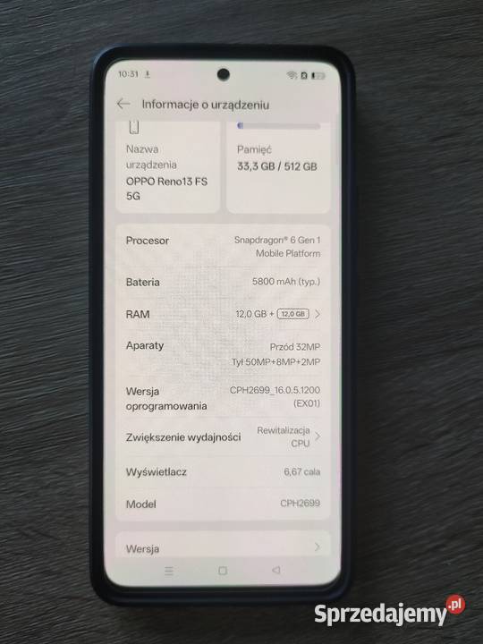 Oppo Reno 13 FS 5G 12512gb Etui Gwarancja Myślenice