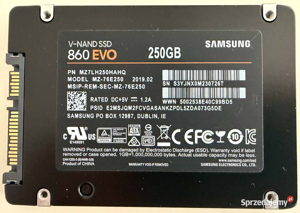 Dysk SSD Samsung MZ76E250 250GB 25 SATA III Warszawa sprzedam