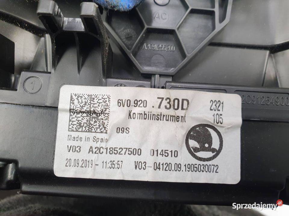 LICZNIK ZEGAR SKODA FABIA III 6V0920730D osobowe Lipno