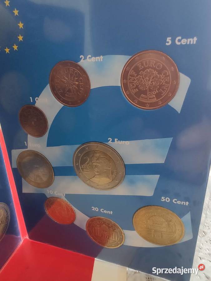 Austria klaser z monetami 2 euro do 1 centa 8
