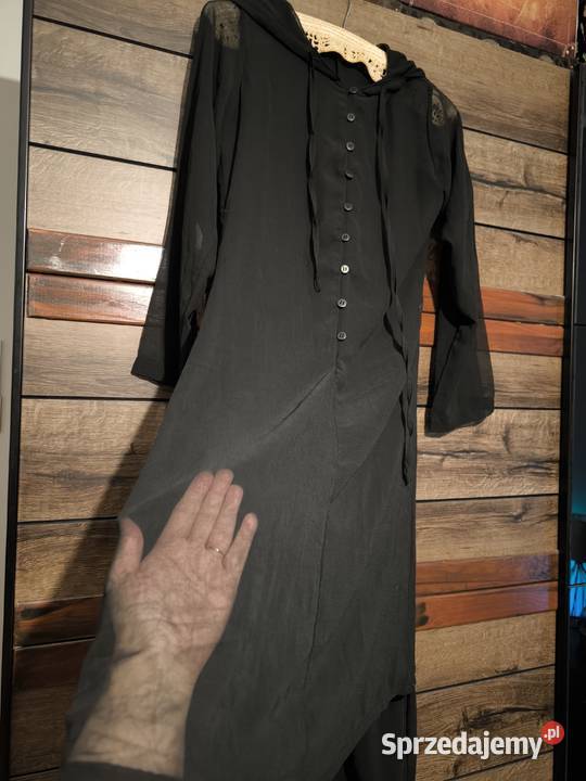 Czarna długa sukienka z kapturem abaya Rozmiar 38(M) Borkowo