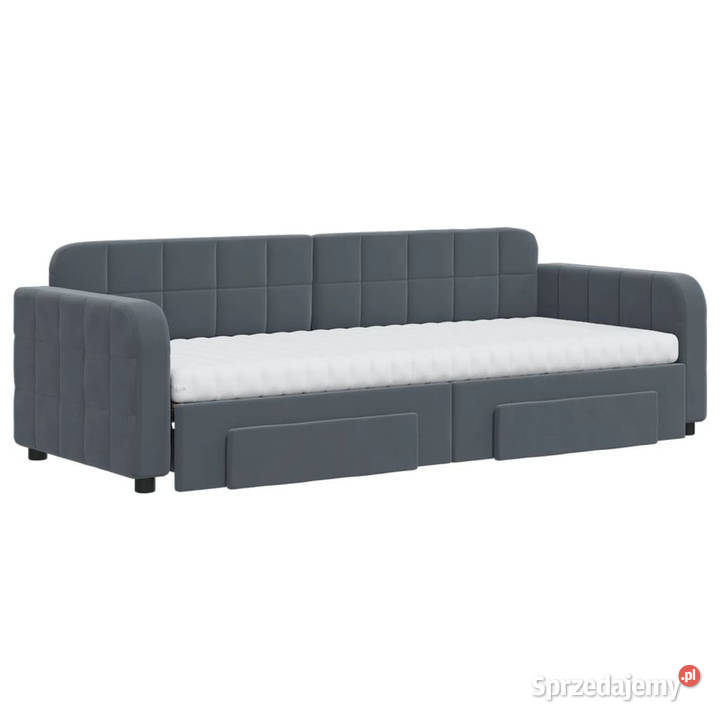 Sofa rozsuwana z szufladami ciemnoszara aksamit sprzedam