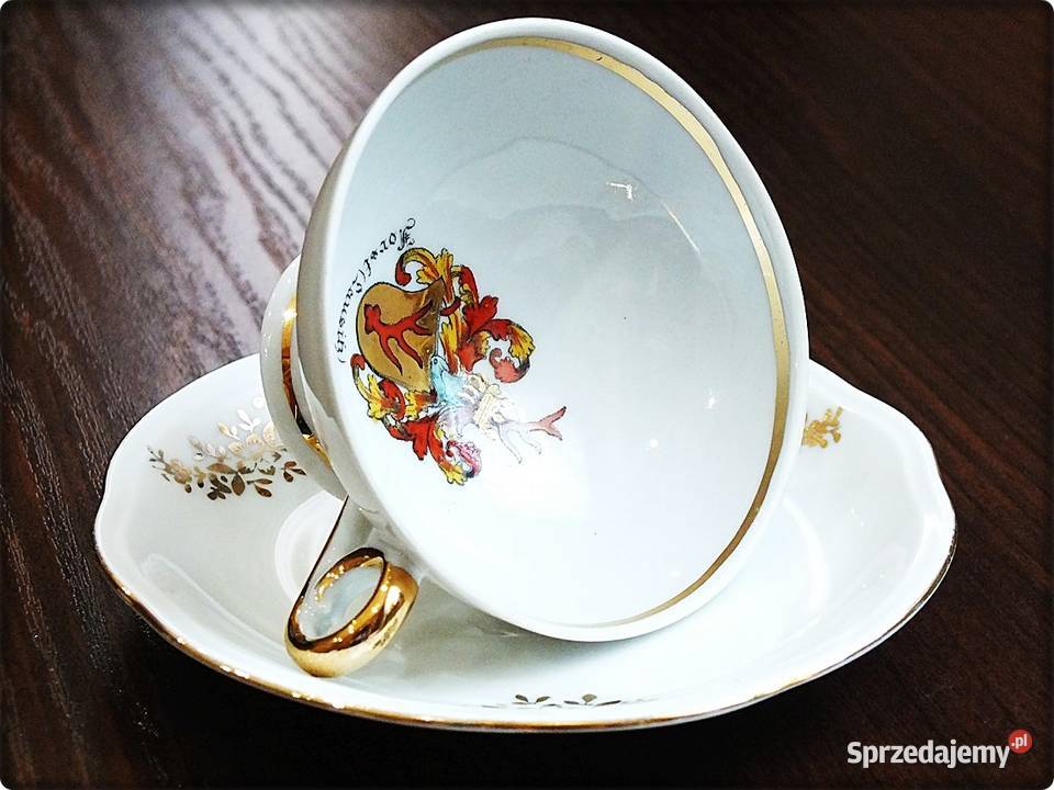 Mała Filiżanka z herbem spodek TURYNGIA Filiżanki i spodki