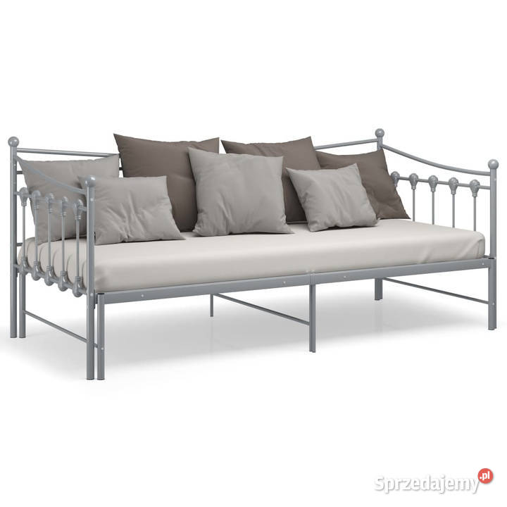 Sofa z wysuwaną ramą łóżka szara metalowa 90x200 Łóżka i materace Warszawa sprzedam