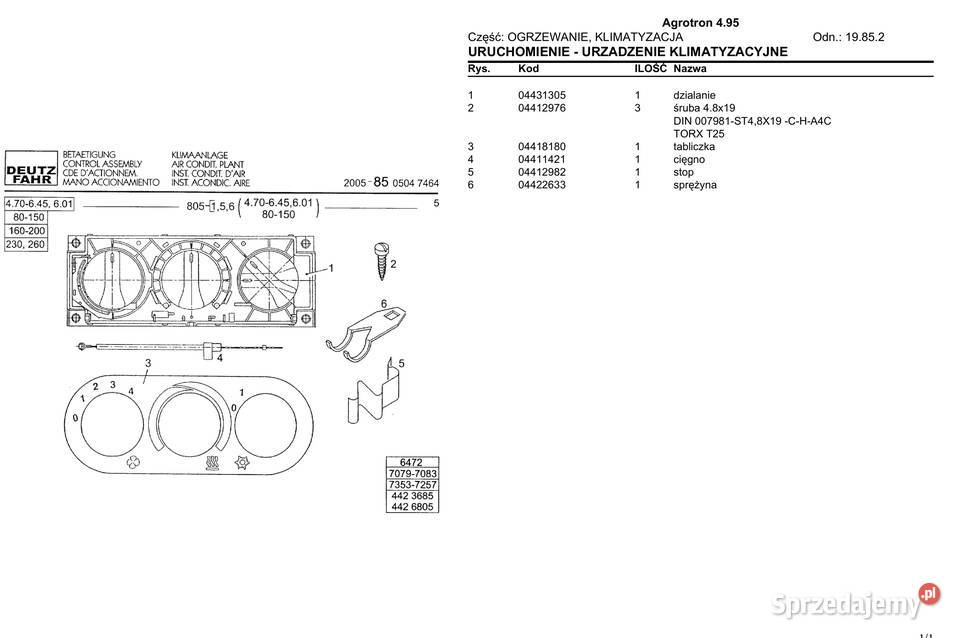 Deutz Fahr Agrotron 495 katalog części Polsku Gdańsk