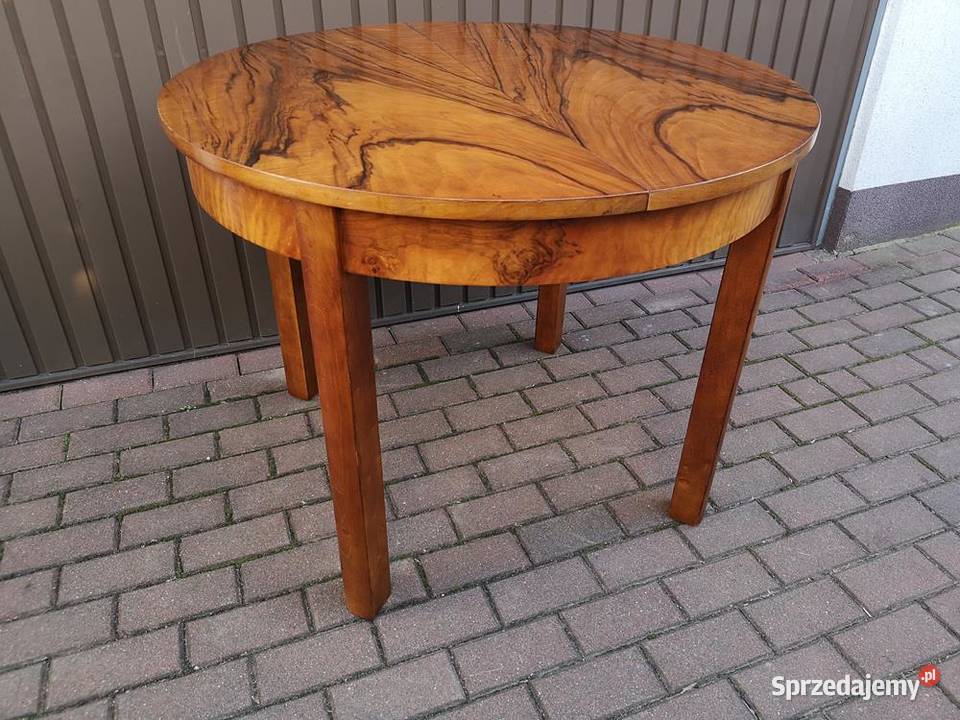 Stół ArtDeco Okrągły Orzech 100 Zgrabny Stary Swarzędz sprzedam