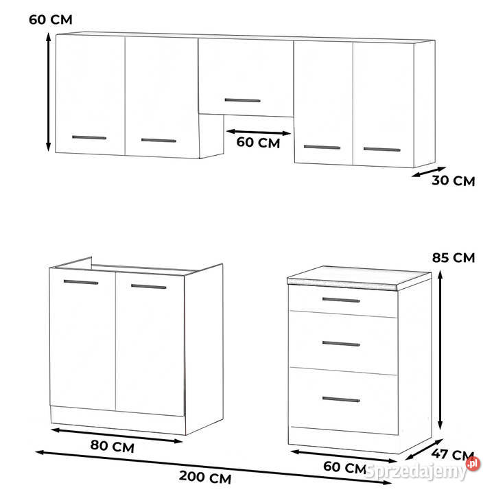 Meble Kuchenne Modułowe Nowoczesne Pojemne Z 200cm Elbląg