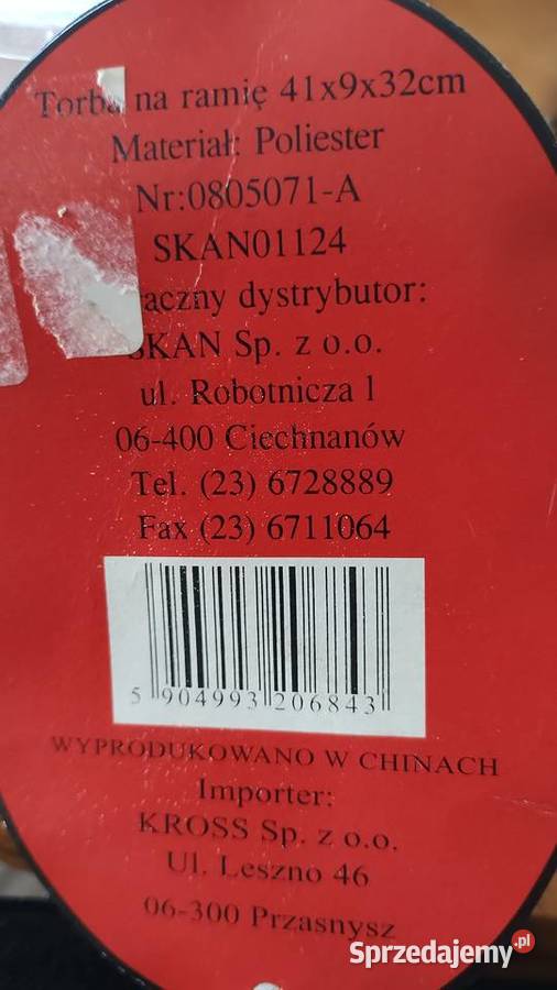 Czerwonoczarna torba na ramię Glob Travel 41cm Torby i torebki Leszno