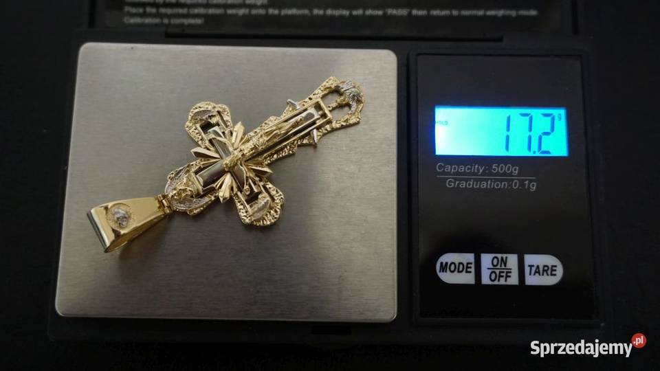 PIĘKNY ZŁOTY KRZYŻYK PRECYZYJNIE WYKONANY KRZYŻ Warszawa