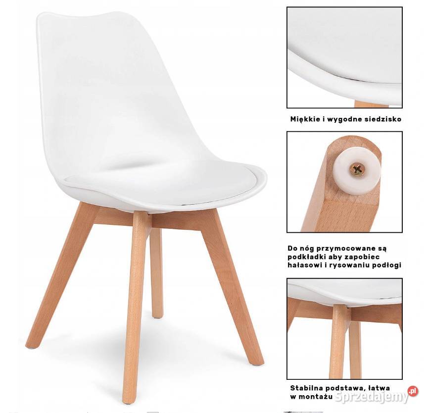 Nowoczesne krzesło Eco-skóra z poduszką, DSW drewniane nogi
