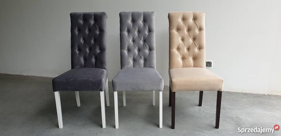 Krzesło pikowane tapicerowane chesterfield z kołatką glamour