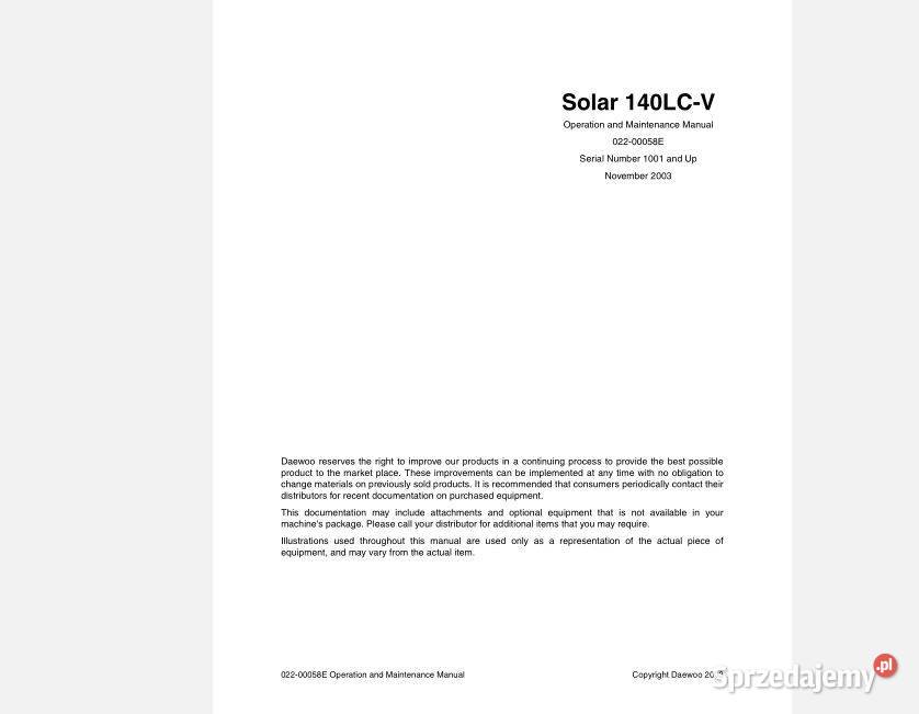 Daewoo Solar 55WV PLUS 200WV 140LCV instrukcja świętokrzyskie Kielce