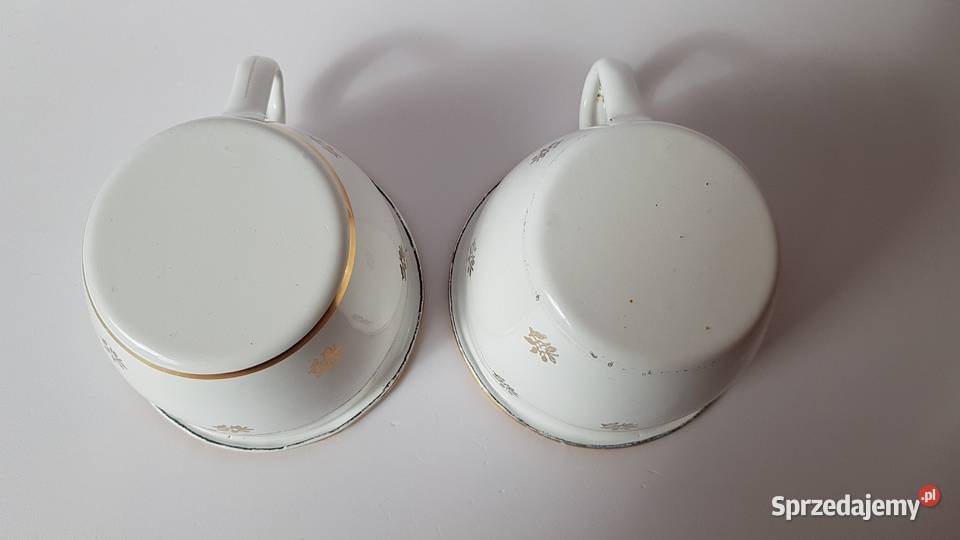 Zestaw 2x metalowa emaliowana filiżanka PRL Dąbrowa Górnicza