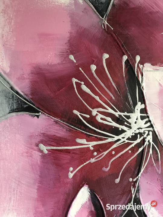 80 x 80 Obraz olejny na płótnie Bordowe kwiaty wielokolorowy Inowrocław