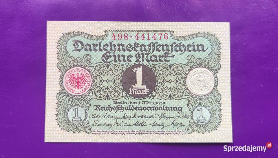 Banknot Niemcy 1 Marka 1920 Poszukiwany Rzadki Antyki, Sztuka, Kolekcje