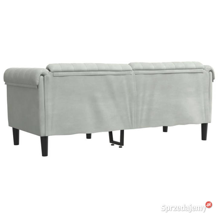 Sofa dwuosobowa jasnoszara aksamit WM372575 Warszawa