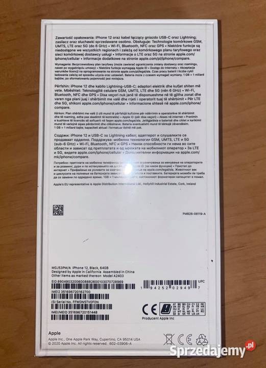 Nowy Apple iPhone 12 64 gb Apple / iPhone śląskie sprzedam