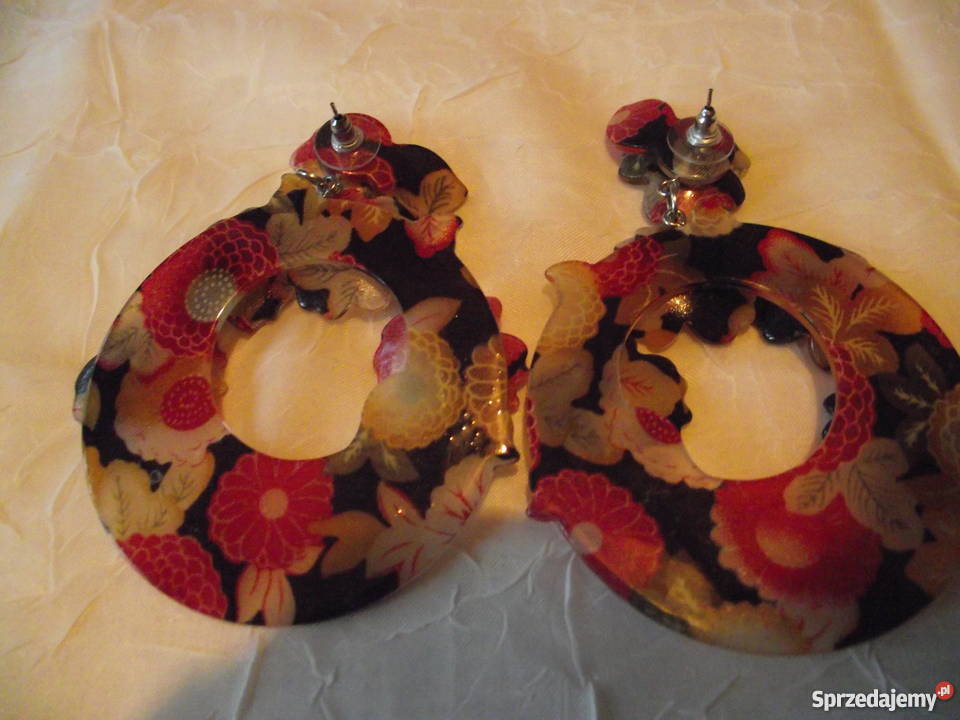 KWIATOWE CZERWONO CZARNE KOLCZYKI wielkopolskie Piła