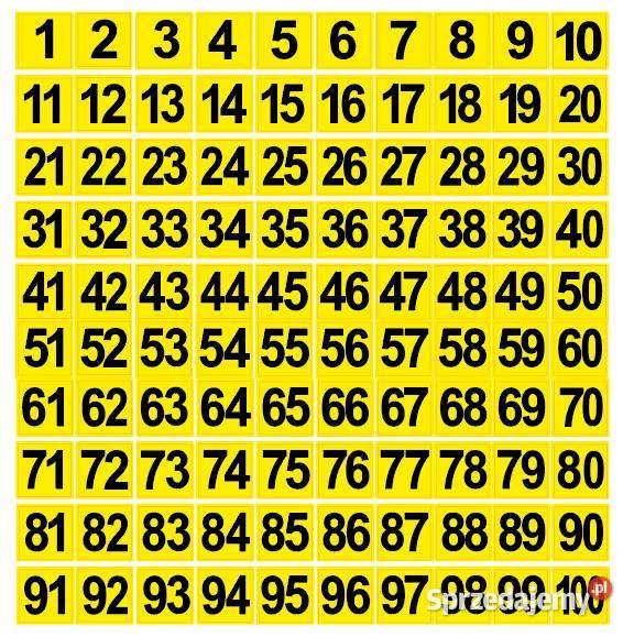 Naklejki liczby czarne na żółtym tle 1100 20 mm Kamionna