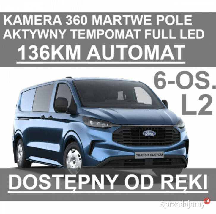 Ford Transit Custom L2 automat 136 6osob furgon Szczecinek sprzedam