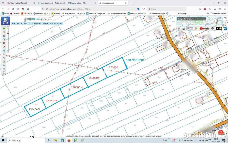Grunt Kraków Wadowska 897 metrów 271zł/m2 Sprzedaż