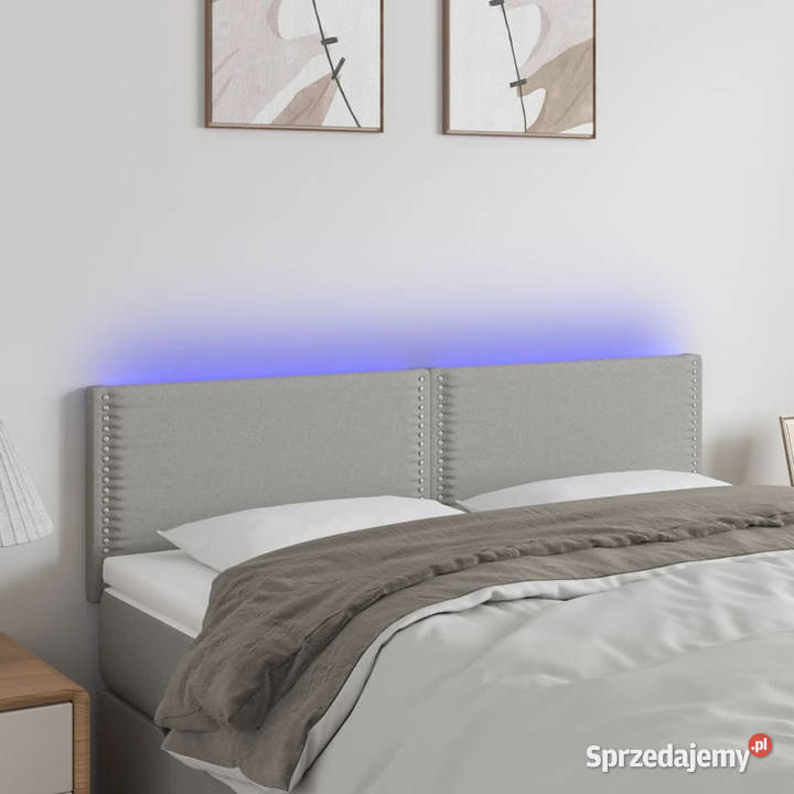 Zagłówek do łóżka z LED jasnoszary 144x5x7888 Warszawa