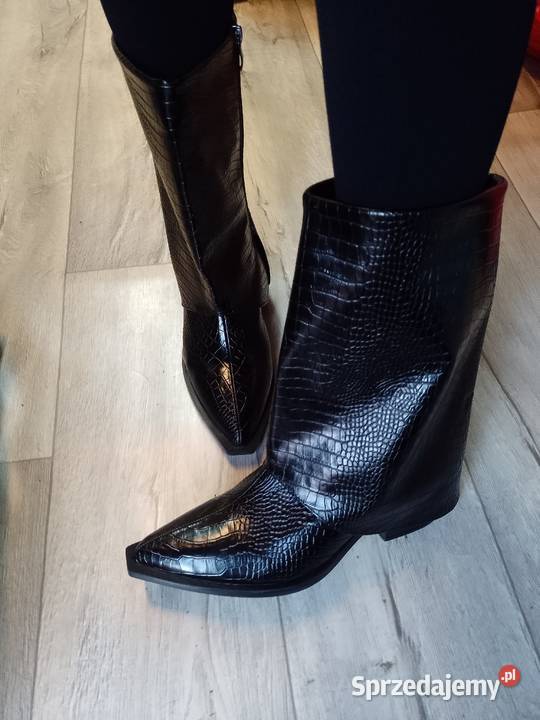 42 Ekskluzywne CZARNE krótkie Kozaki kowbojki Kraków