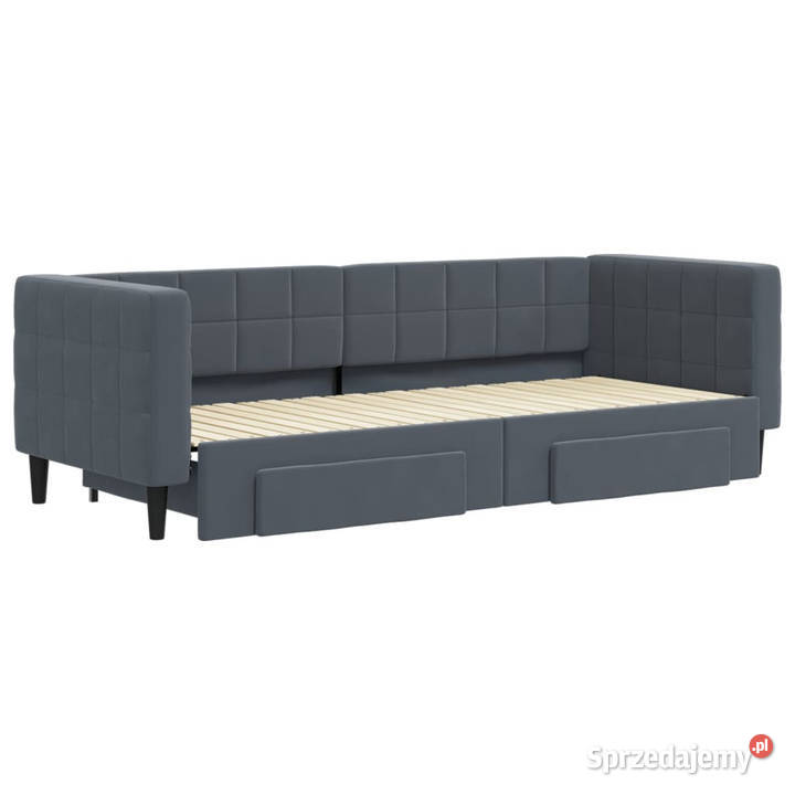 Sofa rozsuwana z szufladami ciemnoszara aksamit mazowieckie Warszawa