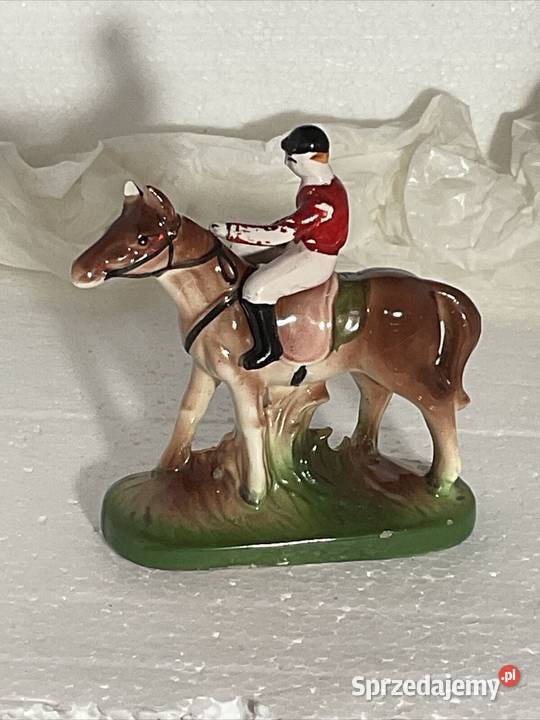 Zabytkowa figurka Dżokeja na koniu Staffordshire Warszawa